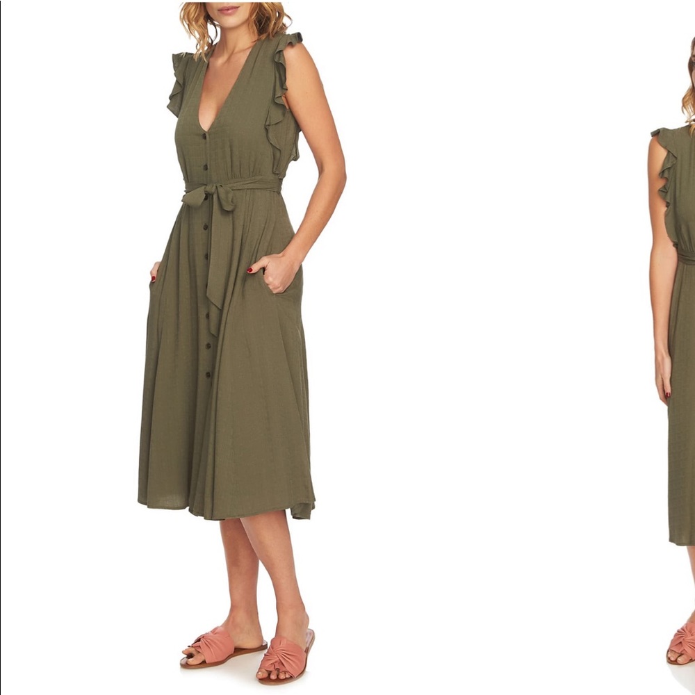 Button Front Midi Dress